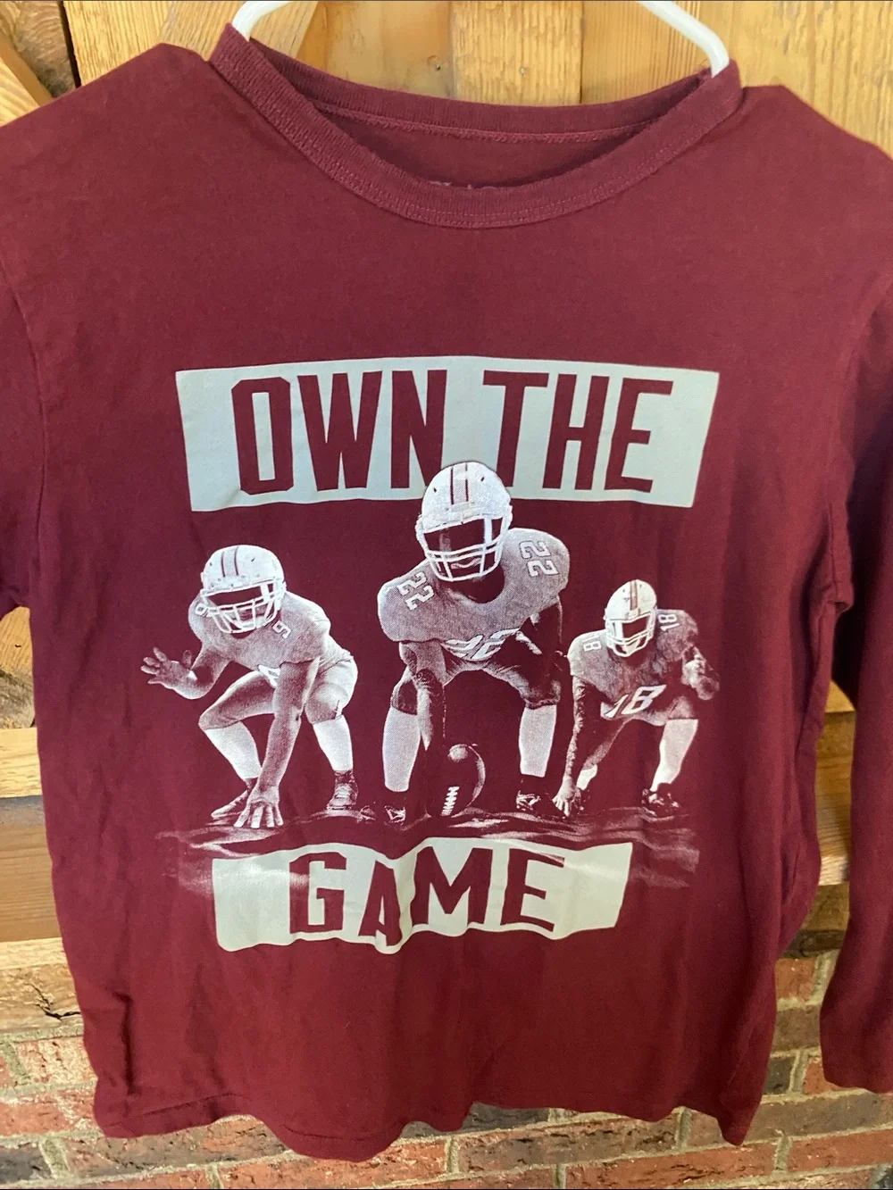 Children’s place Maroon 'Own The Game' Long-Sleeve Tee size 10-12.
